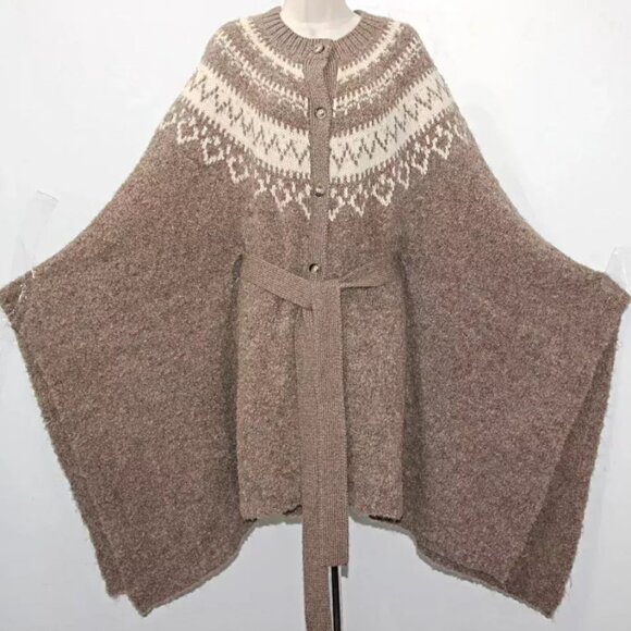 POLO Ralph Lauren Fair Isle Alpaca Wool Cape Poncho Cardigan M/L Belted NEW $998 - Picture 13 of 16